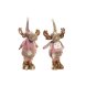 Julgranskula DKD Home Decor Vit Rosa Gyllene Ren 20 x 19 x 50 cm