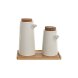 Set med olja och vinger Home ESPRIT Vit Bambu Stengods 20,6 x 1