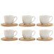 Set med 6 koppar och fat Home ESPRIT Vit Bambu Porslin 90 ml