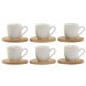 Set med kaffekoppar Home ESPRIT Vit Bambu Porslin 90 ml