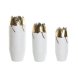 Set med 3 Vasar Home ESPRIT Vit Gyllene Metall 21 x 21 x 55 cm (
