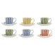 Set med 6 koppar och fat Home ESPRIT Gul Bl Grn Korall Porslin