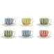 Set med 6 koppar och fat Home ESPRIT Gul Bl Grn Korall Porslin