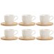 Set med 6 koppar och fat Home ESPRIT Vit Naturell Bambu Porslin