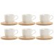 Set med 6 koppar och fat Home ESPRIT Vit Naturell Bambu Porslin