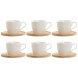 Set med 6 koppar och fat Home ESPRIT Vit Naturell Bambu Porslin