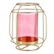 Ljusstakar Rosa Gyllene Lmpa Metall Glas (19 x 20 x 19 cm)