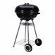 Kolgrill med hjul Svart Emaljerat stl Rund