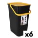 Avfallsbehllare tervinning Tontarelli Moda Gul Svart 24 L (6 a