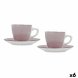 Set med koppar och fat Quid Vita Morning Rosa Keramik (4 Delar)