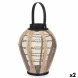 Ljusstakar Lykta Med handtag Beige Tr Tyg 25 x 30 x 25 cm (2 an