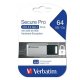 USB-minne Verbatim Secure Pro Svart Svart/Gr 64 GB