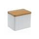 Saltkar med lock Versa Vit Metall Bambu 11 x 11 x 14 cm