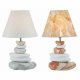 Bordslampa DKD Home Decor Gr Brun Polyester Stengods (2 pcs) (2