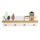 Vggmonterad rockhngare DKD Home Decor Tr Hus Urban 40 x 4 x 1