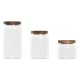Uppsttning med 3 Burkar DKD Home Decor Akaciatr Borosilikatgla
