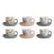 Set med koppar och fat DKD Home Decor Bl Gr Multicolour Ljusro