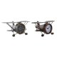 bordsklocka DKD Home Decor Gyllene Silvrig Flygplan (2 antal)