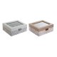 Box fr klockor DKD Home Decor Bl Ljusrosa Glas 22,5 x 19,5 x 9