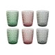 Glasset DKD Home Decor Grn Gr Rosa Glas Med relief 240 ml (6 a