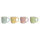 Set med kaffekoppar Home ESPRIT Gul Bl Grn Rosa Porslin 90 ml