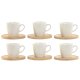 Set med kaffekoppar Home ESPRIT Vit Bambu Porslin 90 ml