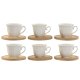 Set med kaffekoppar Home ESPRIT Vit Bambu Porslin 90 ml