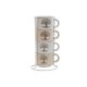 Set med kaffekoppar Home ESPRIT Vit Beige Metall Stengods 150 ml