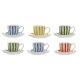 Set med 6 koppar och fat Home ESPRIT Gul Bl Grn Korall Porslin