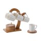 Set med kaffekoppar Home ESPRIT Vit Naturell Bambu Porslin 90 ml