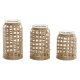 Set med 3 Vasar Home ESPRIT Naturell Glas 11 x 11 x 21 cm (3 Del