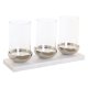 Ljusstakar Home ESPRIT Vit Silvrig Glas Marmor 40 x 13 x 22 cm
