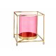 Ljusstakar Fyrkantig Rosa Gyllene 14 x 15,5 x 14 cm Metall Glas