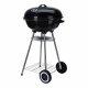 Kolgrill med hjul Svart Emaljerat stl Rund
