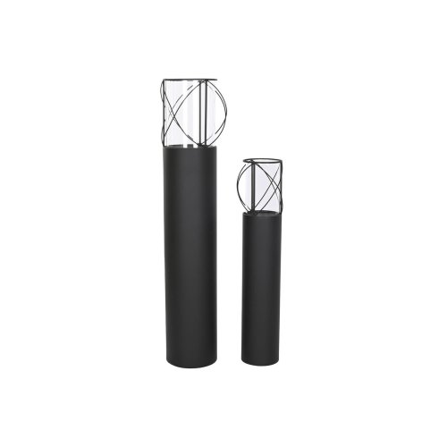 Set med ljusstakar Home ESPRIT Svart Metall Glas 27 x 27 x 125 c Set med ljusstakar Home ESPRIT Svart Metall Glas 27 x 27 x 125 c