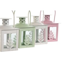 Lyktsats Home ESPRIT Vit Grön Rosa Glas Järn Shabby Chic 7 x 7 x Lyktsats Home ESPRIT Vit Grön Rosa Glas Järn Shabby Chic 7 x 7 x