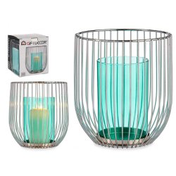Ljusstakar Gift Decor Blå Silvrig Metall Glas 15 x 17 x 15 cm (8 Ljusstakar Gift Decor Blå Silvrig Metall Glas 15 x 17 x 15 cm (8